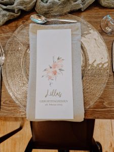Dekoration Menükarte Geburtstagsfeier